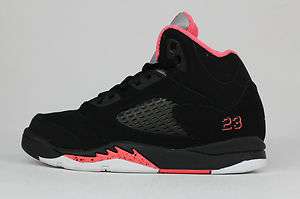 Nike Jordan 5 Retro Black Pink White PS Kid Sneakers  