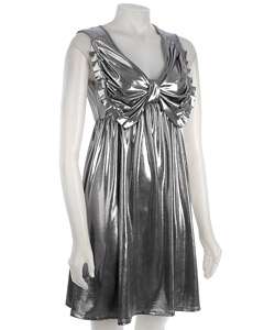 Soda Blu Womens Sweetheart Silver Metallic Dress  