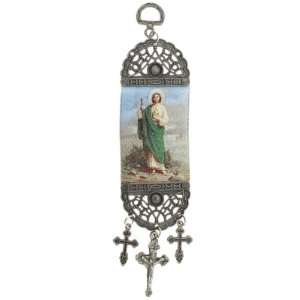 St. Jude Image Cloth and Metal Wall Hanging Decoration with Dangling 