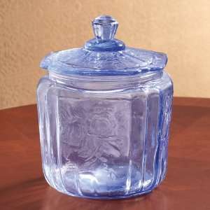  Ice Blue Glass Biscuit Jar