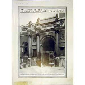   Bank England Entrance Lothbury Courtyard Old Print 1914 Home