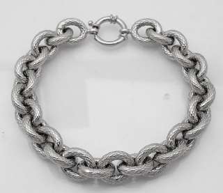 BOLD Textured Oval Link Bracelet Platinum Clad Silver 8  