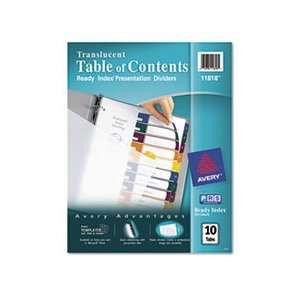 Ready Index Table/Contents Dividers, 10 Tab, Letter, Assorted, 10/Set