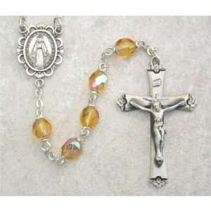   6mm Sterling Silver Crucifix and Center November Yellow Topaz Jewelry