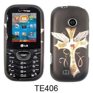   LG COSMOS 2 UN251 CROSS WITH WINGS ON BLACK Cell Phones & Accessories