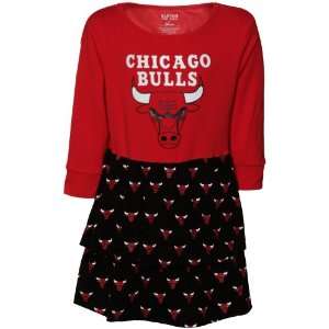 Chicago Bulls Toddler Girls Long Sleeve Layered Dress   Red/Black 