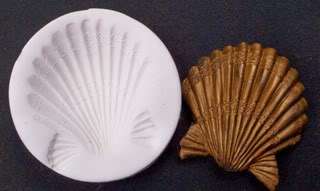 SCALLOP SHELL banded seashell ~ CNS polymer clay mold  
