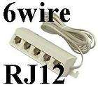Lot10 RJ12 5way/jack Y/Splitter,Pho​ne/Telephone 6P6C 4ft Cable/Cord 