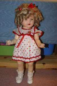   COMPOSITION SHIRLEY TEMPLE doll UNMARKED mechanical eyes teeth  