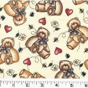  45 Wide LOVABLE BEARS Fabric By The Yard Arts, Crafts 