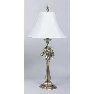  Antique Solid Brass Horse Table Lamp