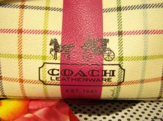 COACH Tattersall Small Multicolor Pouch Bag Handbag Purse  