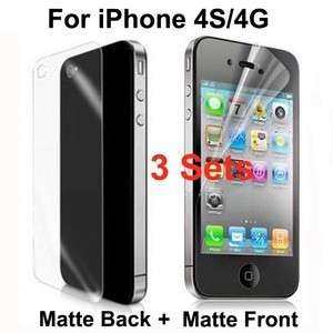 3Sets Anti glare Matte Full Body Screen Protector for iPhone 4S 4 