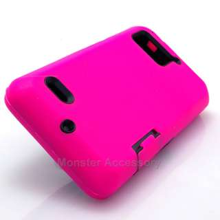 Pink Double Layer Hard Case Gel Cover For Motorola Droid Bionic  