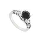   Fancy Black Diamond Ring  14K White Gold   1.50 CT Diamonds
