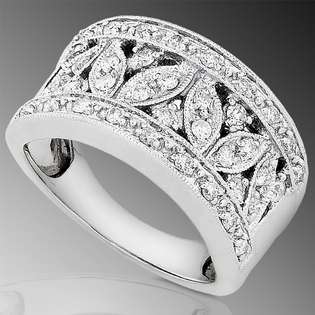   Carat (ctw) Floral Design Ring in 14K White Gold 