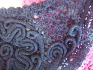 Black crochet floral embroidered round collar applique  