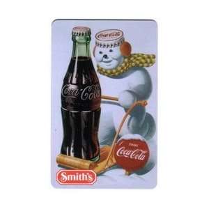 Coca Cola Collectible Phone Card 1997 Smiths Coke Bottle On Sled 