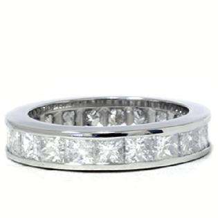 Platinum 3.00CT Princess Cut Diamond Eternity Ring  Pompeii3 Inc 