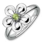   Silver Stackable Expressions Polished Peridot Flower Ring Size 5