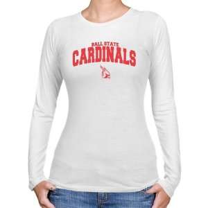  Ball State Cardinals Ladies White Logo Arch Long Sleeve 