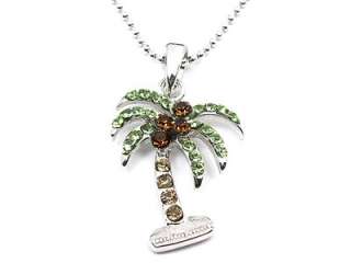 Austrian crystal palm tree necklace18 ballbead chain. 1.5 pendant
