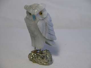 Soft White Stone Owl Figurine  