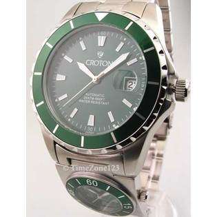 Croton Mens Croton Steel Automatic Dual Time Date Watch CA301150SSGR 