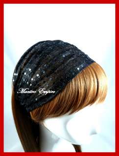 Black Glitters Bohemian Gypsy Shimmer HeadBand Hairband  
