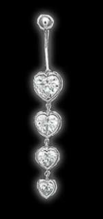 HEART 14 kt GOLD belly Navel ring Cubic Zirconia  