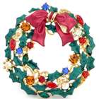Fantasyard Christmas Bell Christmas Wreath Swarovski Crystal Brooches 
