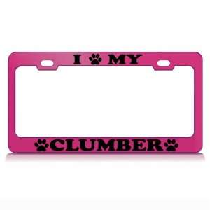  I LOVE MY CLUMBER Dog Pet Auto License Plate Frame Tag 