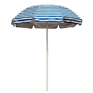  Pacific Blue & White Stripe Solar UPF 50+ Beach Umbrella 