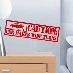  StikEez Red Drifting Decal Caution Car Makes Wide Turns 