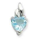 iBraggiotti Diamond Cut Light Blue Gemstone Heart Pendant in Sterling 