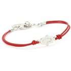 Ettika Silver Colored Hamsa Single Charm Red Leather Bracelet
