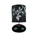   LS 21036BLK Hayden Table Lamp, Black with Black Printed Fabric Shade