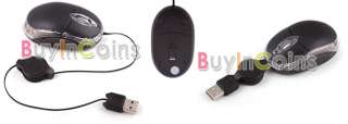 USB Optical Mouse Mice Retractable Cable for PC Laptop  
