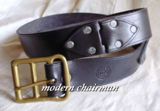   Distressed Leather Biker Belt Polo RL 67 Vintage Italy 34 36  
