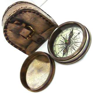Robert Frost Poem Compass Pocket Compass w Leather Case  