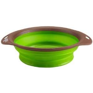 Dog Whisperer Collapsible/Expandable Pet Bowl   Brown/Green   Large 