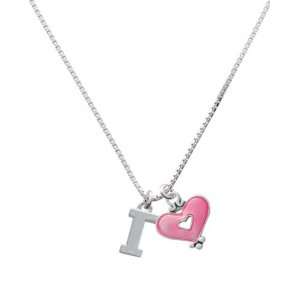  Greek Letter Gamma and Trasnlucent Pink Heart Charm 