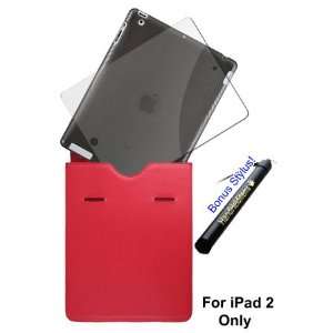  HHi iPad 2 Combo Pack   Letter Style Leather Sleeve (Red 