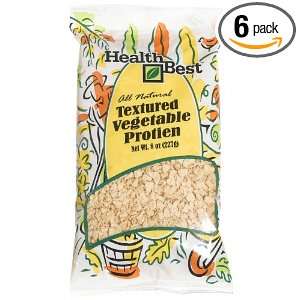 Health Best Textured Vegetable Protein, 8 Ounce Units (Pack of 6 