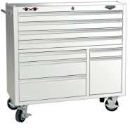   Storage 41 9 Drawer 18G Steel Rolling Cabinet, White 