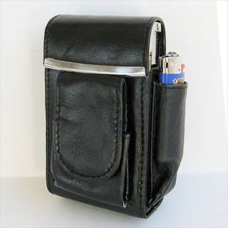 BLACK CIGARETTE HARD CASE pouch Leather Holder Wallet  