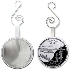 OREGON State Quarter Mint Image 2.25 inch Glass Mirror Backed Ornament