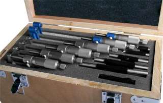   new in box 6 piece micrometer set in wooden case sizes include 0 1