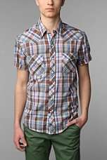 Salt Valley Short Sleeved Grid Plaid Western Shirt