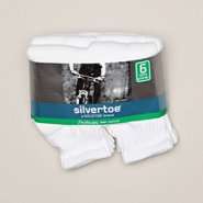 Silvertoe Mens 6 Pack Quarter Socks   White 